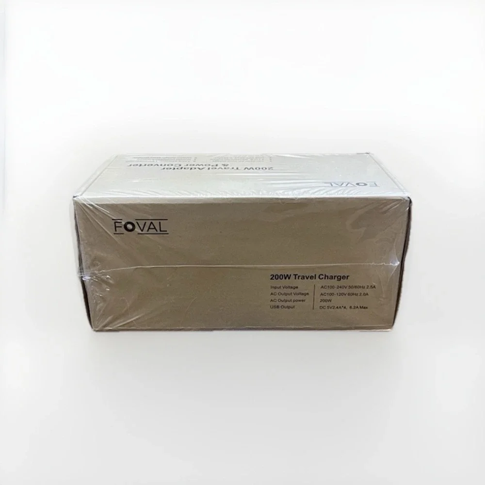 Foval 200W Travel Adapter & Power Converter w/ 4 Plug Adapters & 4 USB Ports NEW